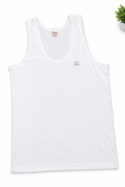 Men's "Major" Branded White Sleeveless Vest Pack Of 3