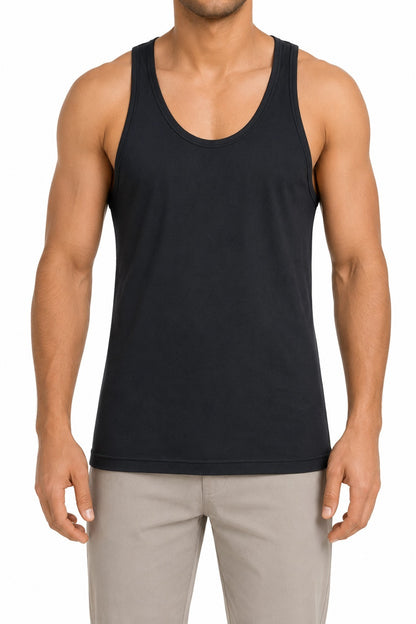 Men's Classic Black Sleeveless Tank Top ( 1 piece )
