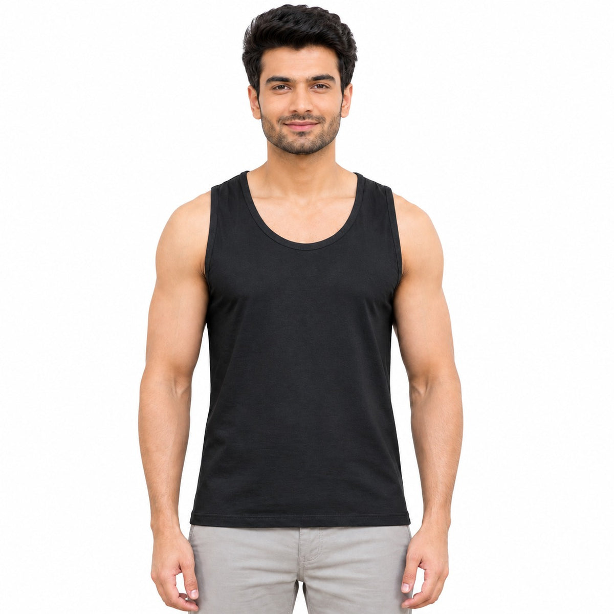 Men's Classic Black Sleeveless Tank Top ( 1 piece )