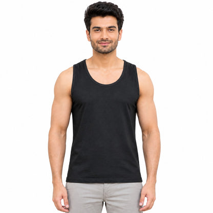 Men's Classic Black Sleeveless Tank Top ( 1 piece )