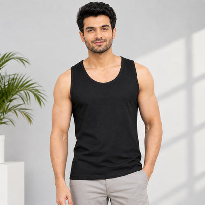 Men's Classic Black Sleeveless Tank Top ( 1 piece )