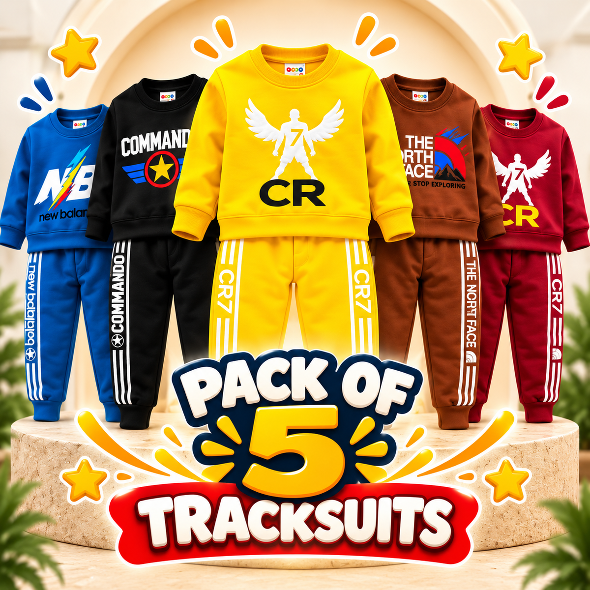 Pack of 5 Kids Tracksuits | Boys Winter Tracksuit Set | Full Sleeve Sweatshirt & Trouser Set | Casual Sports Wear